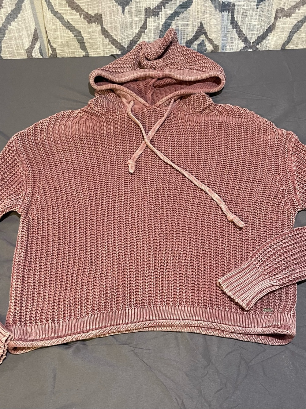 Victoria's Secret Rose Pink Hooded Knit V-Neck Sweater